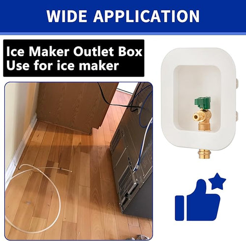 (1 Pack) Lidertik 1/2 inch Press Connect Pre-Assembled Ice Maker Outlet Box Valve 1/4 inch Recessed Refrigerator Water Line Wall Box with Shut Off Valve LI-ZBQH-560-LK