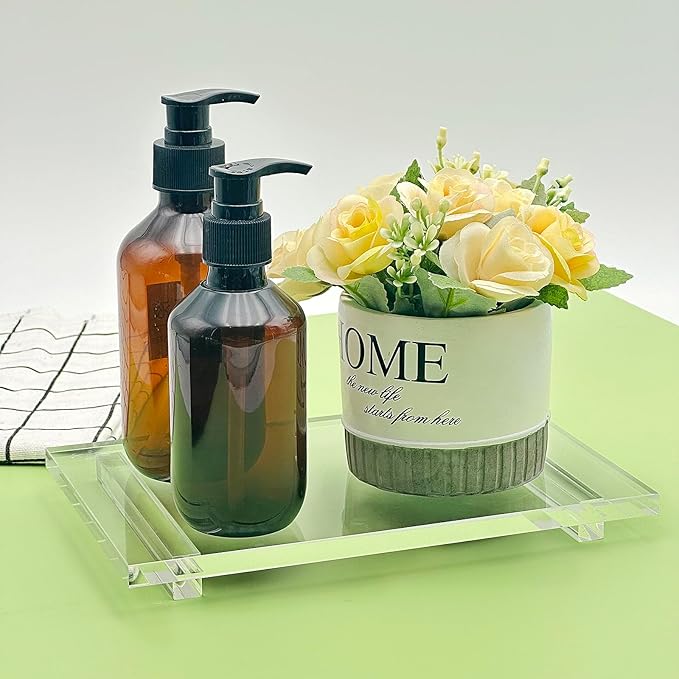 Acrylic Soap Tray, Soap Pedestal Stand Sink Tray, Soap Bottle Riser Stand for Kitchen Bathroom, Clear