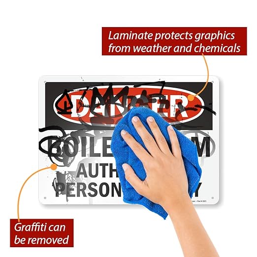 SmartSign "Danger - Boiler Room, Authorized Personnel Only" Sign | 10" x 14" Aluminum