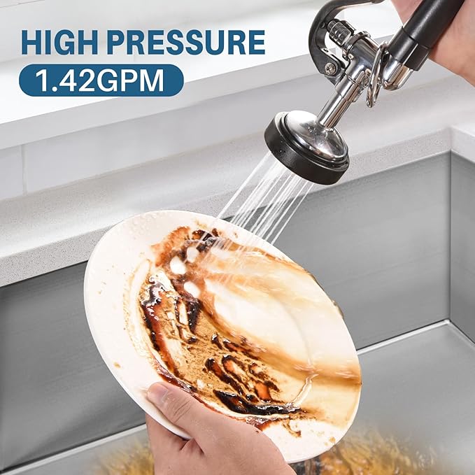 Dishwash Pre Rinse Sprayer for Kitchen: BESTJEEF Commercial Sink Faucet Spray Valve Head Replacement - High Pressure Pre-Rinse Sprayer Assembly for Restaurant Cleaning