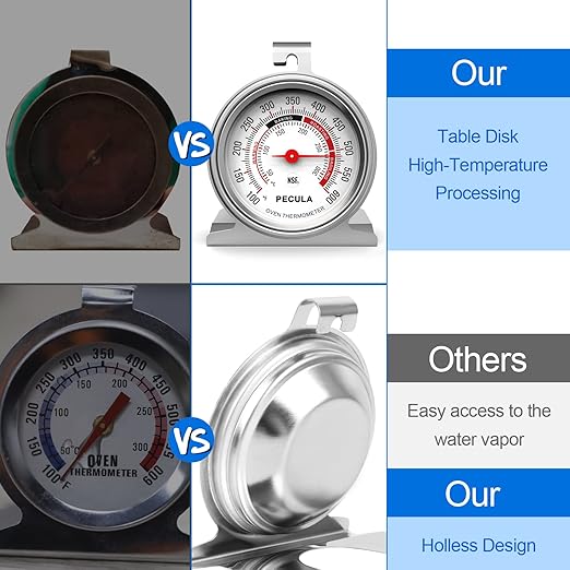 2 Pack Oven Thermometer 50-300C/100-600F, Instant Read Stainless Steel Kitchen Cooking Oven Temperature Gauge for Baking and Chef Use