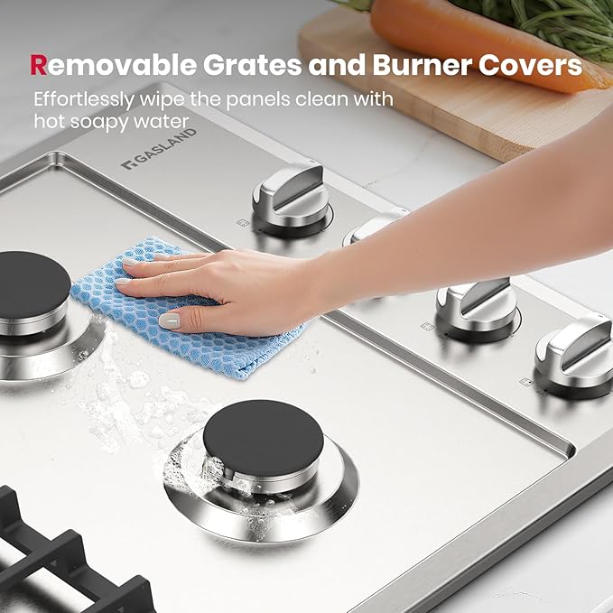 GASLAND 30 Inch Gas Cooktop with 4 Burners PRO GH2304SS,NG/LPG Convertible Natural Gas Propane Cooktops, Auto Ignition, Thermocouple Protection