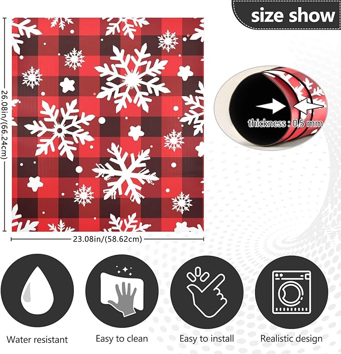 Christmas Snowflakes Checkered Plaid Dishwasher Magnet Cover Sticker Magnetic Refrigerator Panel Front Door Fridge Microwave Decal Decorative