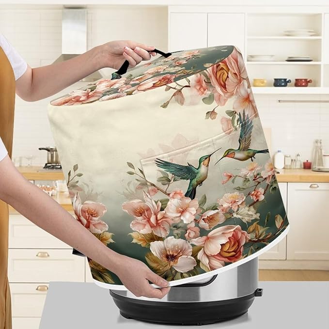 Flashideas Hummingbird Pressure Cooker Cover for Women Dust-proof Cover for Rice Cooker Air Fryer Kitchen Appliance Covers with Top Handle and Pocket Home Kitchen Decor Gifts for Friends