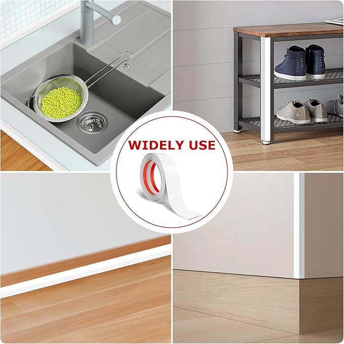 Flexible Wall Corner Protector Moulding Trim Peel and Stick Wall Corner Guards Edge Protector Self Adhesive Molding Trim Strip for Edge Ceiling (White, 1.6 in x 20 Ft)