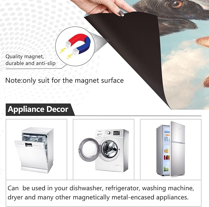 Blue Dog Cat Sunflower Dishwasher Magnet Cover for Front Panel Magnetic Dishwasher Cover Decorative Refrigerator Magnet Covers Dishwashers Magnetic Sticker for Kitchen Decor, 23" x 26"