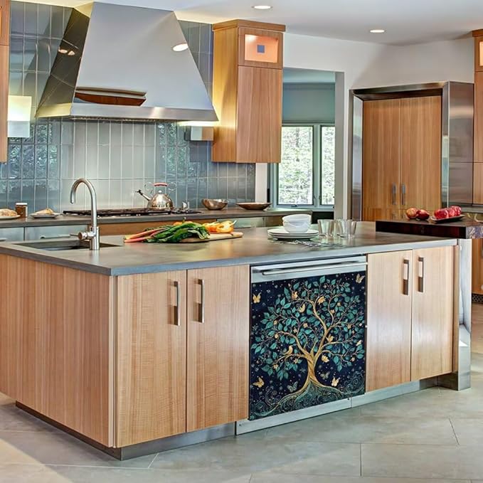 Tree of Life Dishwasher Magnet Covers for Front Door Decal, Magnetic Dishwasher Covers Decorative, Refrigerator Magnet Dishwasher Decal Panel Cover, 23"X17"