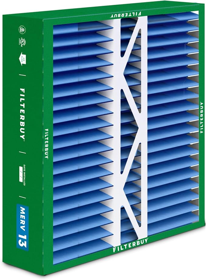 Filterbuy 16x22x5 Air Filter MERV 13 Optimal Smoke & Allergy Defense (2-Pack), Pleated HVAC AC Furnace Filters for Amana, Coleman, Goodman, York, and More (Actual Size: 15.38 x 21.88 x 5.25)