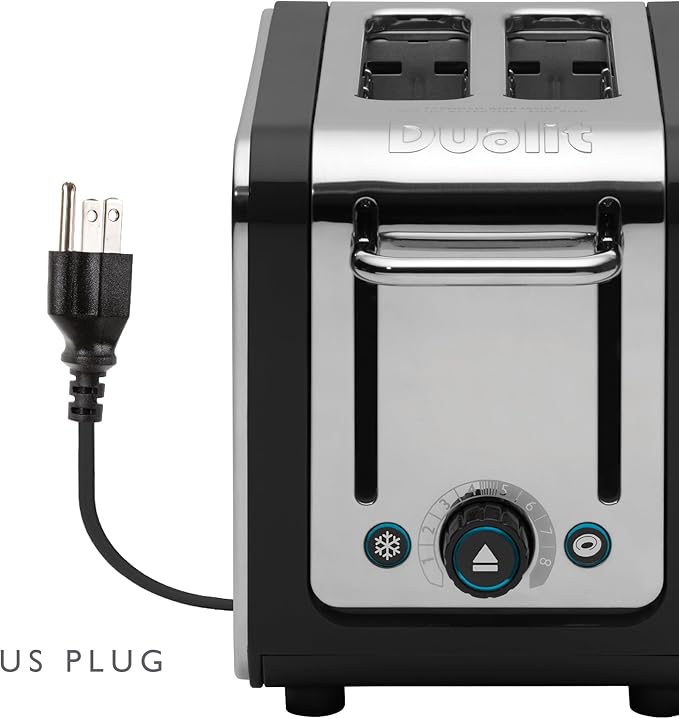 Dualit Design Series 2 Slice Toaster | Polished Stainless Steel with Black Trim | Extra-Wide Slots – Peek and Pop Function – Patented Perfect Toast Technology – Matching Kettle Available