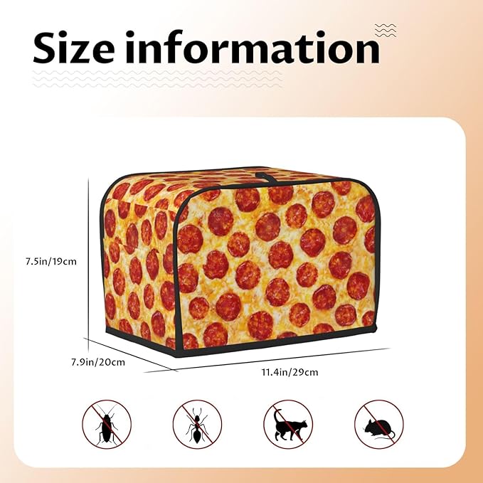 Novelty Food Pepperoni Pizza 2 Slice Toaster Cover, Waterproof Toaster Dust Cover Bread Maker Protective For Small Kitchen Appliance Dining Room Home Table Decor Gifts