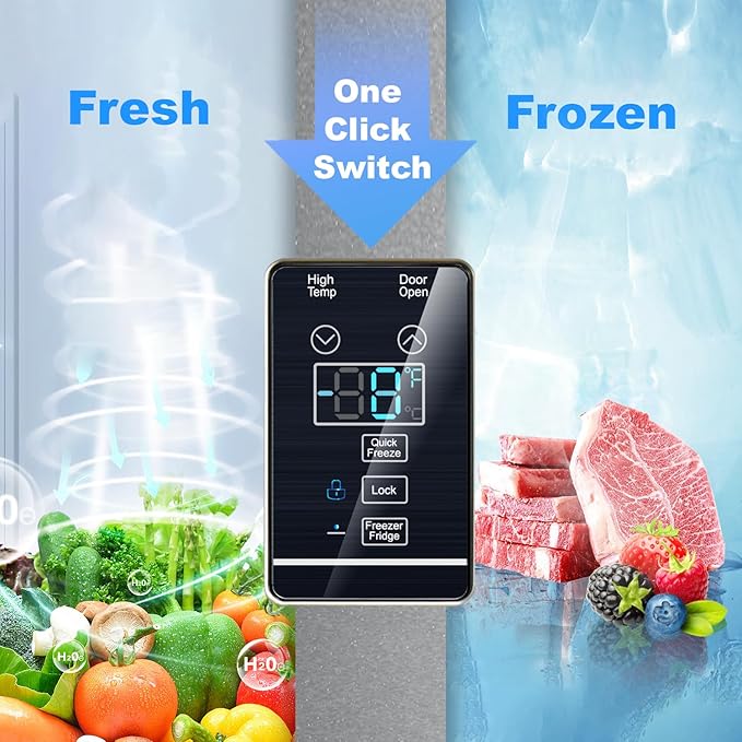 SMETA Upright Freezer with Drawers 21 Cu. Ft, Stand Up Freezer Frost Free, Garage Ready, Energy Saving, Led Light, Standup Full Size Freezerless Standing Freezer for Home, Office