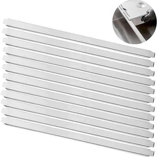 (Set of 12) 20" Stainless Steel Steam Table Adapter Bars – Hotel Pan Divider for Full & Fractional Size Pans, Commercial Food Service Use (12, 21 inches Long)