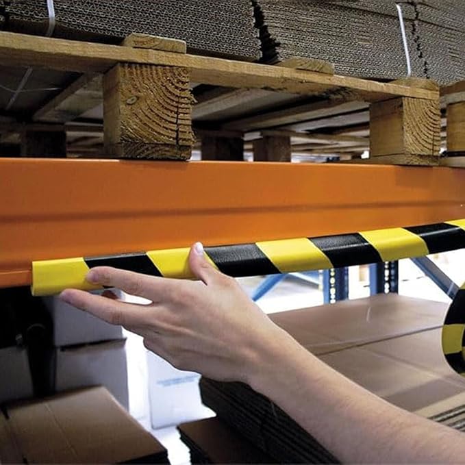 Wall Edge Corner Guards, 196.9in/5m Yellow Black Safety Bumpers, Self-Adhesive Foam Protector Padding, Protective Barriers for Installation On Furniture