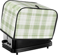 2 Slice Toaster Cover for Kitchen Pastel Green Buffalo Plaid Waterproof and Dustproof Toaster Dust Cover with Side Pockets Decorative Universal Cover for Wide Slot Toasters and Small Appliances