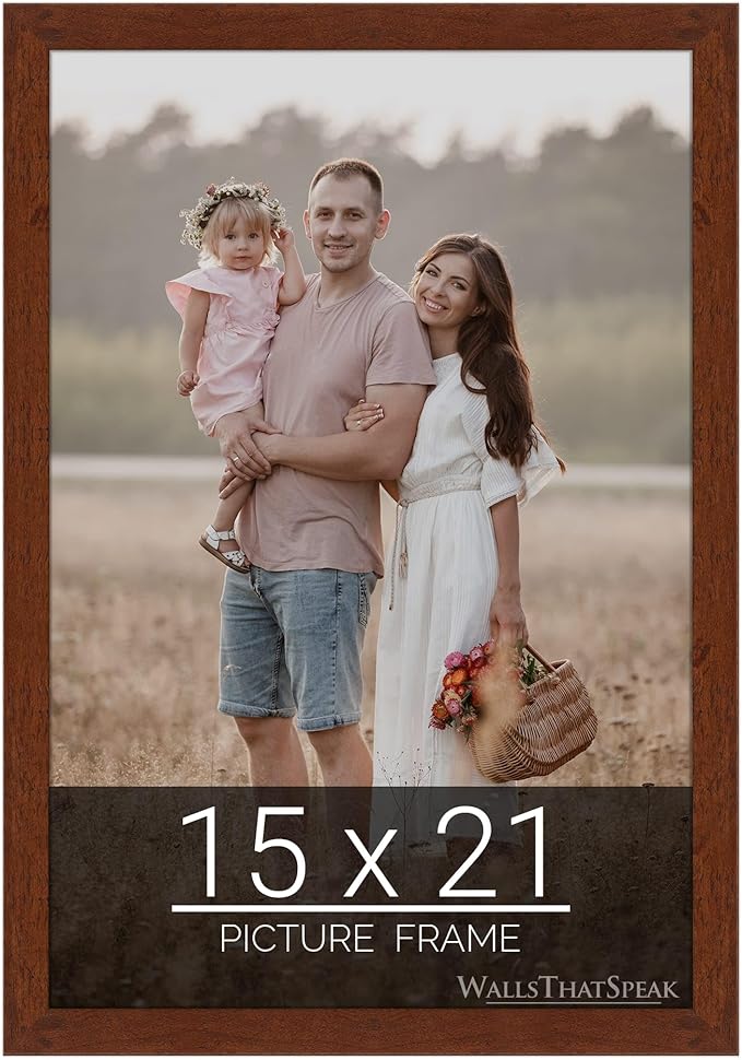 wallsthatspeak 15x21 Dark Walnut Rustic Pine Picture Frame for Puzzles Posters Photos or Artwork