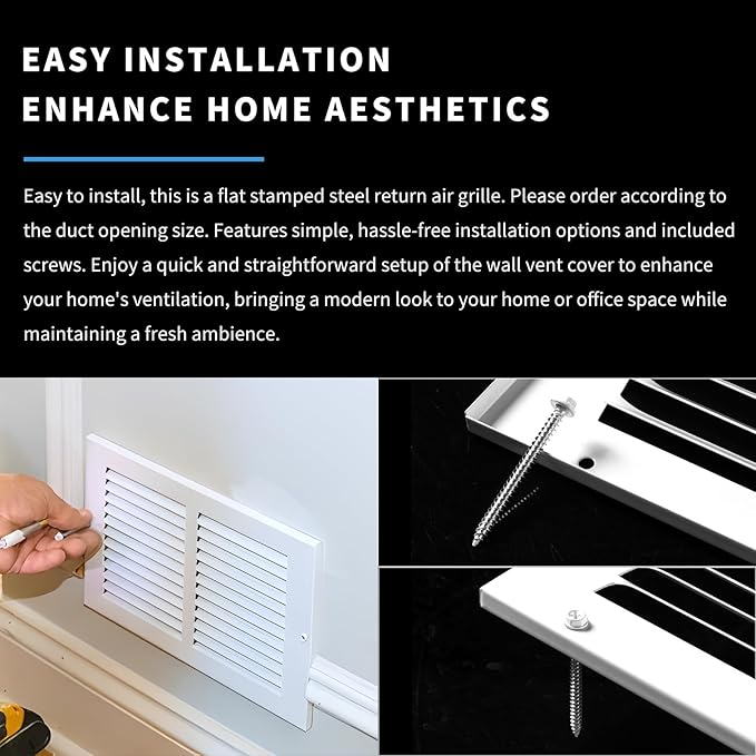 14x8 Vent Cover(Duct Opening Size),Air Return Vent Cover,Flat Vent Cover,Rejillas De Aire Acondicionado para Casa,Return Air Grilles,Outer Dimensions:15.75"Wx9.75"H(14"W x 8"H, Duct Opening)