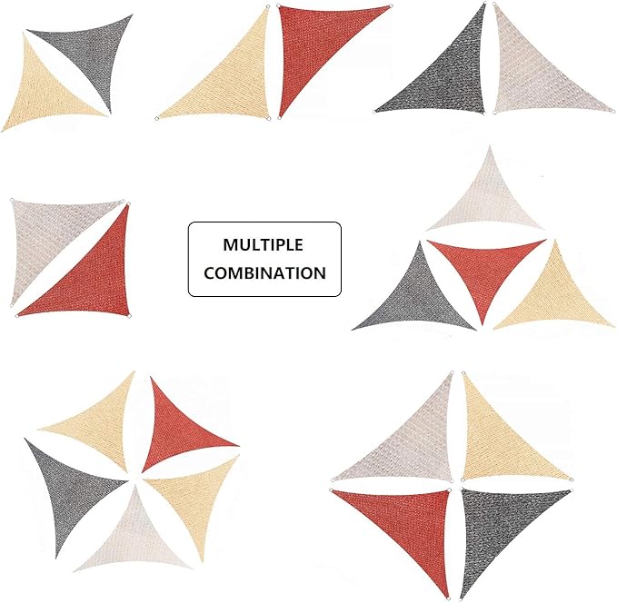AsterOutdoor Sun Shade Sail Triangle 12' x 12' x 12' UV Block Canopy for Patio Backyard Lawn Garden Outdoor Activities, Sand