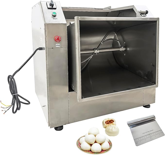75KG Commercial Dough Mixer Machine, 220V 4KW Stainless Steel Electric Flour Kneading Mixing Machine, Vegetable Meat Blender, 90° Tilt Bowl, for Kitchen and Restaurant