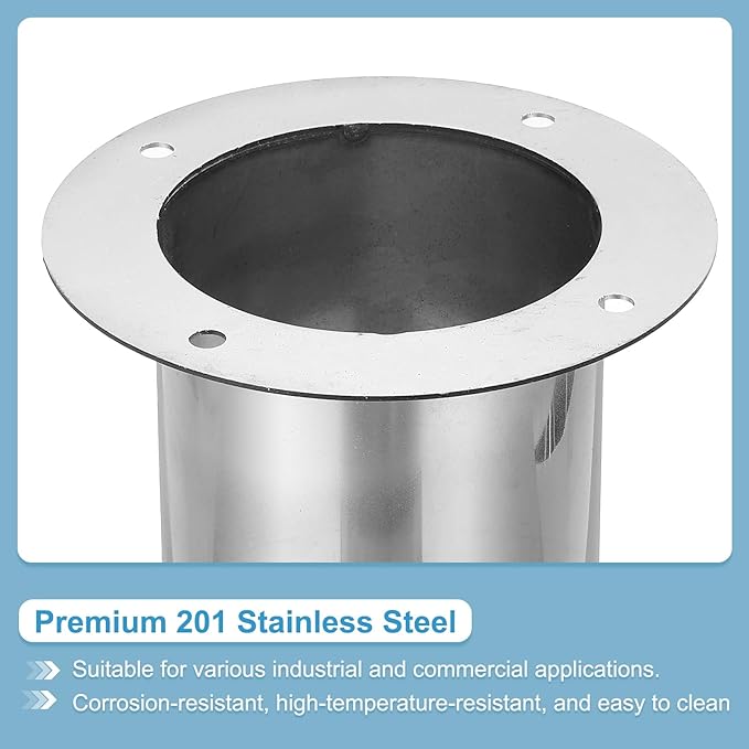 PATIKIL 4" Duct Connector Flange, Straight Pipe Exhaust Flange Stainless Steel Pipe Hose Duct Collar for Heating Cooling Ventilation HVAC System