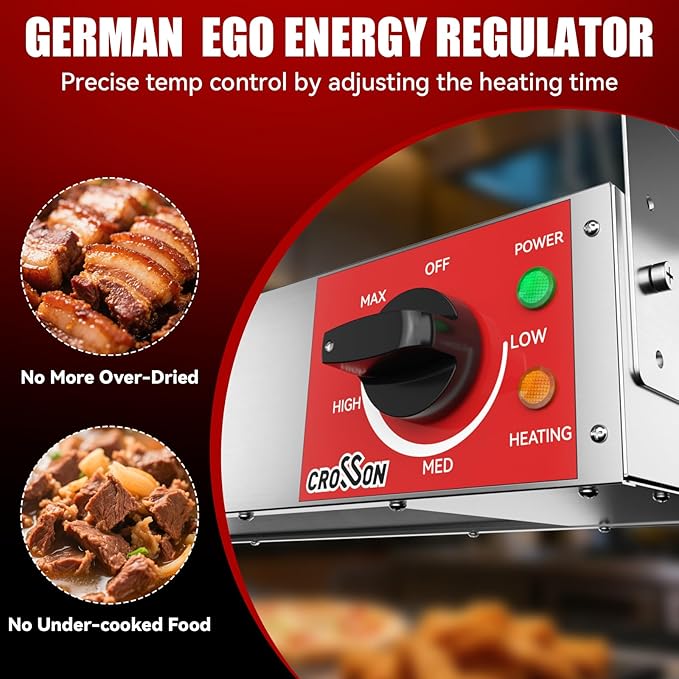 Electric Food Warmer with German EGO Thermostat - 60 Inch Large Heating Area, Dual Installation Options, 1550W Energy-Saving, Easy Operation for Buffets & Parties