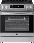 Kenmore 5.6 cu. ft. Front Control Electric Range Oven with 5 Elements - True Convection, Air Fry, Self Clean Oven, Temperature Probe, Ultra Durable Chrome Racks, Large Window - Stainless Steel