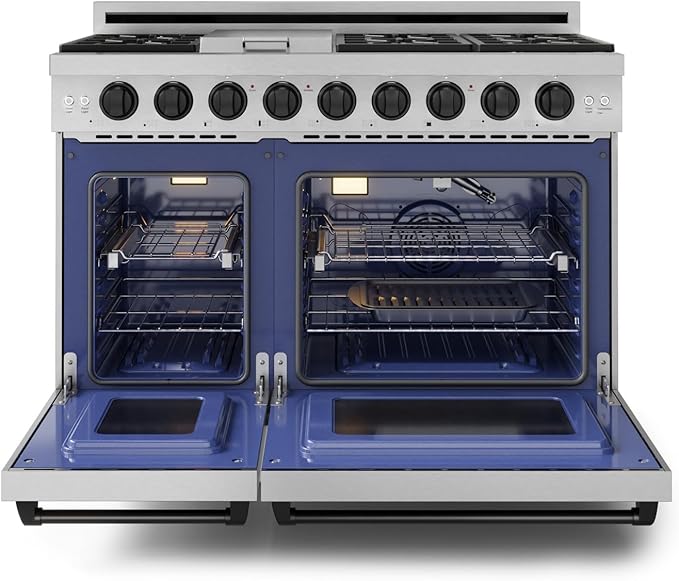 Gordon Ramsay by THOR Kitchen 48 Inch Professional Liquid Propane Range with Tilt Panel Touch Control in Stainless Steel/Black