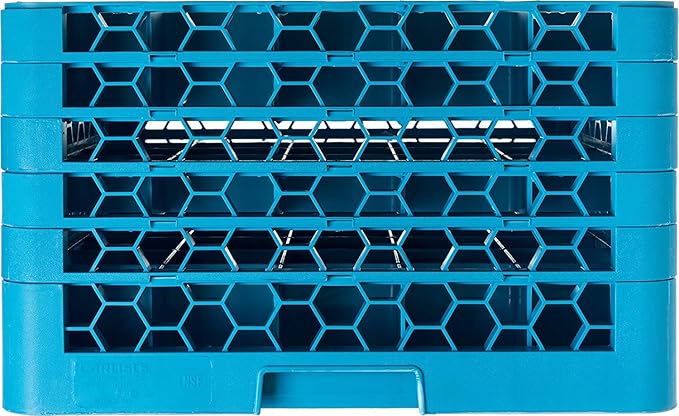 CFS RG25-5C413 OptiClean 25 Compartment Glass Rack with 5 Extenders, 11.9", Polypropylene, green/CFS Blue