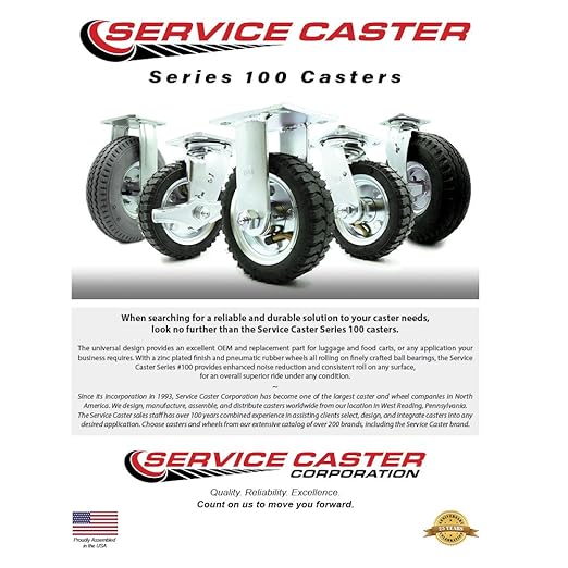 Service Caster Brand Replacement Caster for Uline Caster H-3329BL-R - Rigid Top Plate Caster with 10 Inch Pneumatic Wheel - Heavy Duty Replacement - Fits Platform Trucks and Utility Carts H-2473
