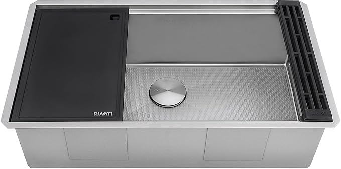 Ruvati Hex Bottom 30-inch Workstation Scratch Resistant Embossed Texture Kitchen Sink Stainless Steel - RVH8630