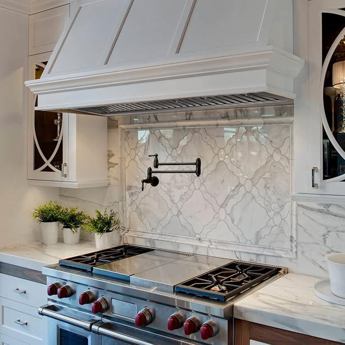 Akicon Range Hood Insert 42 Inch, 1200 CFM Built-in Kitchen Hood with 4 Speeds, Ultra-Quiet Stainless Steel Ducted Vent Hood Insert with Dimmable LED Lights and Dishwasher Safe Filters (Warm White)