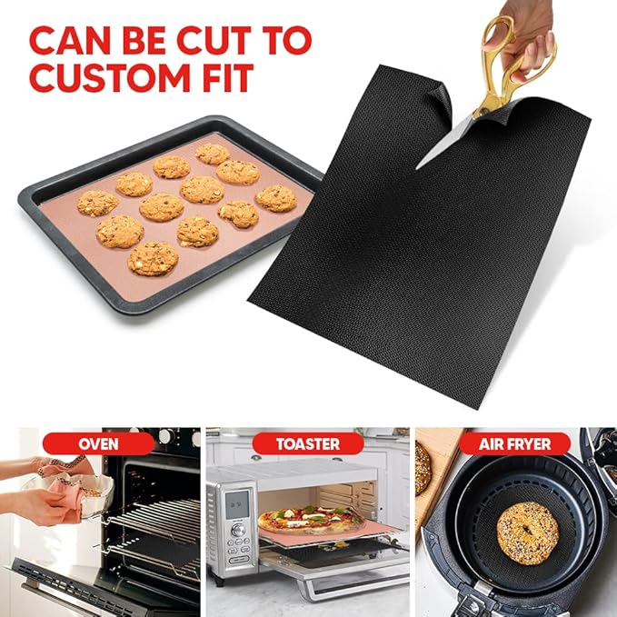 Oven Liners for Bottom of Oven with Baking Sheet Mat, Heat Resistant Stove Liners for Bottom of Electric Stove and Teflon Sheets for Baking, Reusable Matt for Electric Range