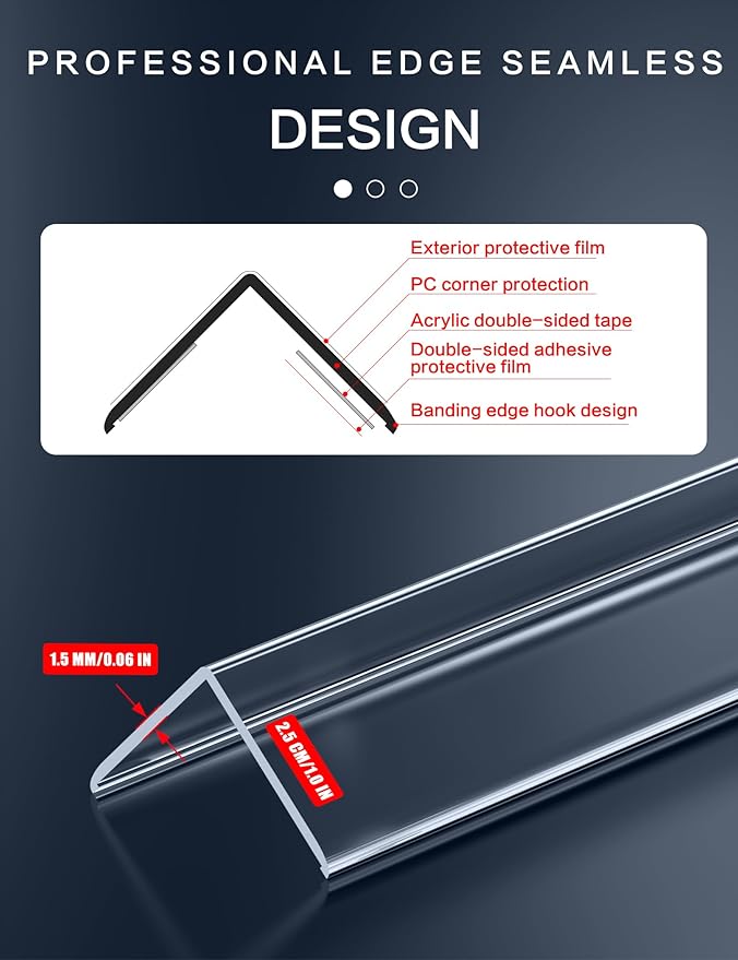 12PCS Clear Self-Adhesive Wall Corner Protectors，Corner Guards & Edge Protector for Wall Door Frame Cabinet Baseboard & Door, Table, Stair (36" x 1.0")