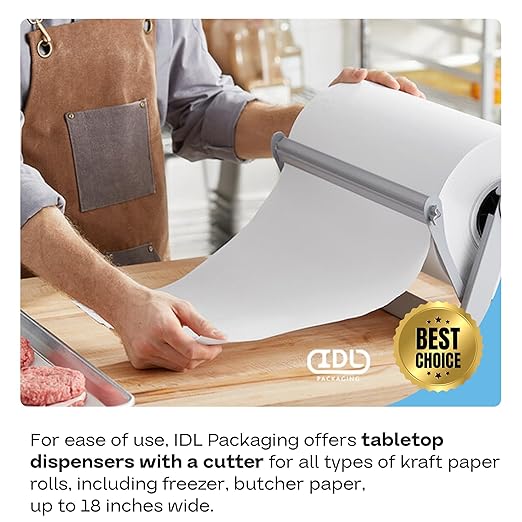 IDL Packaging Freezer Paper 18" x 13200" (1100 feet) - USA-made Large White Freezer Paper Roll for Freezing Food - Plastic Coated Freezer Material for Maximum Safe Protection by IDL Packaging