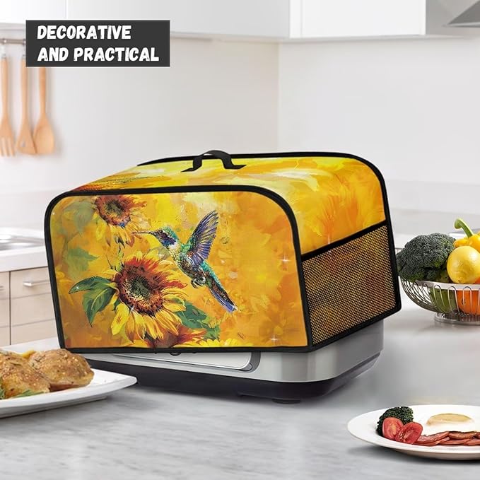 Sunflower Hummingbird Slow Cooker Dust Cover Holder - Rose Kitchen Appliance Cover with Pockets - Perfect for Holidays and Gifts