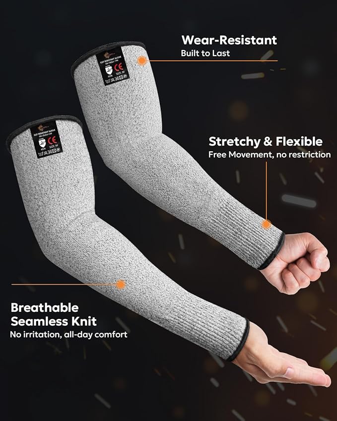 Evridwear Protective Arm Sleeves Cut Resistant Farmers Sleeves for Men Work, Gardening, Farming, Arm Protectors for Thin Skin and Bruising (Extra Large, No Thumb Hole)