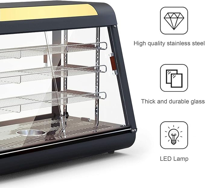 35 inch Food Warmer Countertop Pizza Warmers Display Commercial Pastry Patty Warmer Case for Buffet Restaurant Heater Food Service, L35 x W19 x H25