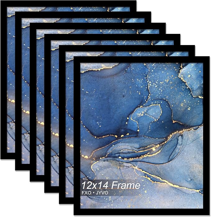 12x14 Picture Frame Set of 6, Black Frame for 12 x 14 Inch Picture Poster Photo, Light Weight and High Transparent 12 by 14 Frame for Wall - 6 Pack/Black/12 x14