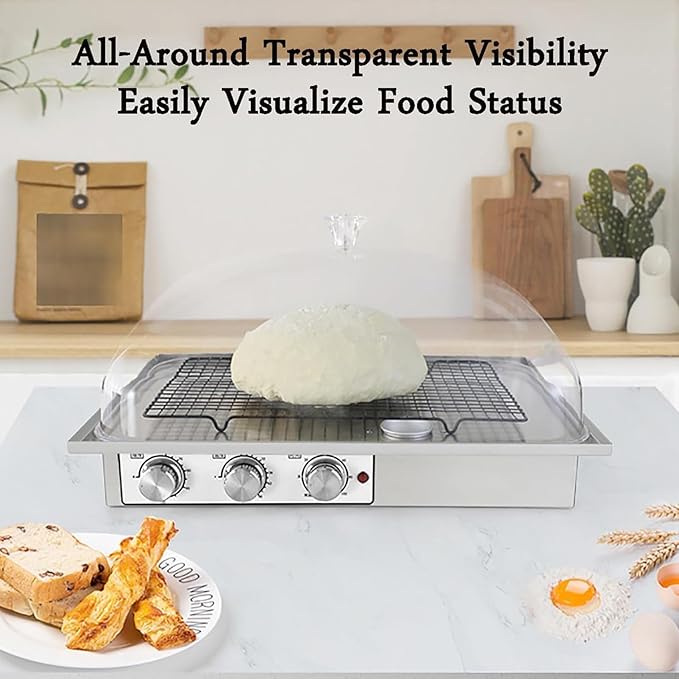 Electric Dough Proofer, Large Capacity Bread Proofing Box, Humidity & Temperature Adjustable, 0-120min Timing, Fermentation Tank Proofing Box, for Baking (S)
