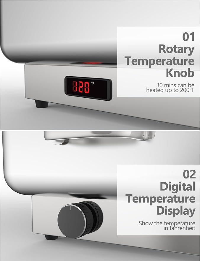 Electric Chafing Dish,Food Warmer and Servers, 2 x 4.5QT Rectangular Half-Size Stainless Steel Chafing Dish Set with Temperature Control Display for Parties, Catering, Festivals