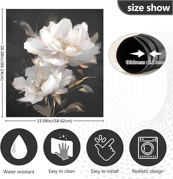 senya Dishwasher Magnet Cover Panel for The Front Pure White Flowers Dish Washer Door Sticker