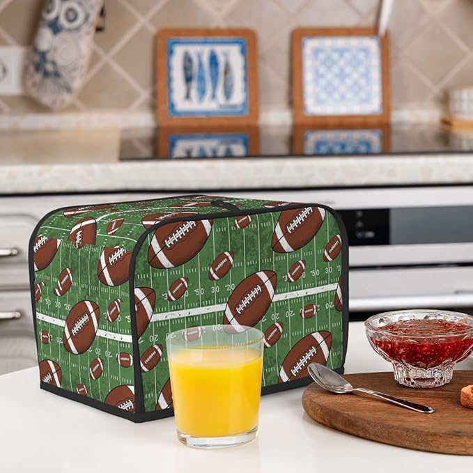 2 Slice Toaster Cover Retro American Football Field, Kitchen Appliance Dust & Fingerprint Protector, Machine Washable with Pocket
