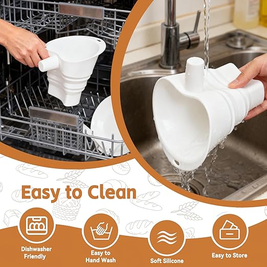 Flour Funnel for Kitchen Aid Mixer - Stand Mixer Attachment Accessory Compatible with (KSM150) 4.5-5 Qt Tilt-Head Mixers,Easy Pour Anti-Splash Baking Tool,for Egg Liquid and Both Flour -White