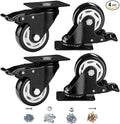 3 inch Caster Wheels, Casters Set of 4 Heavy Duty - CLOATFET Locking Swivel Casters with Brake (Top Plate), Non Marking Black Castor Wheels for Cart Furniture Workbench