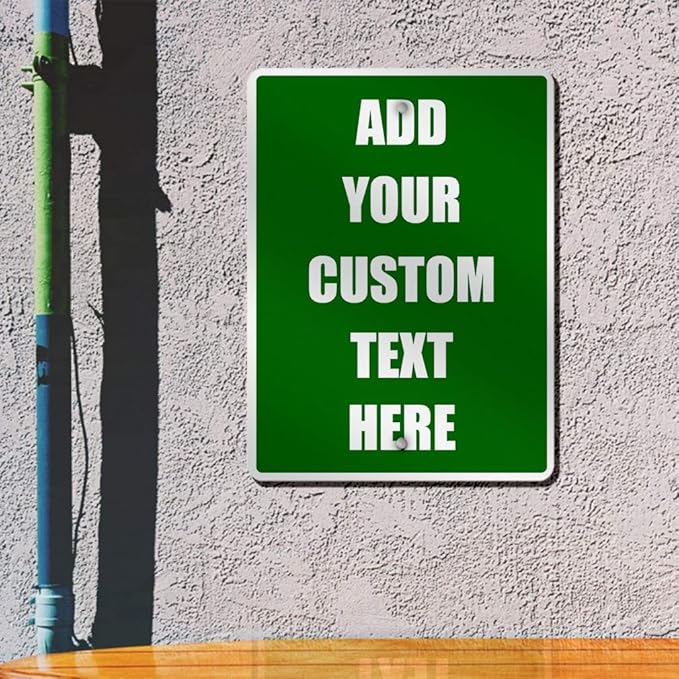 Aluminum Weatherproof Metal Sign Multiple Sizes Custom Personalized Text Here Green White Directions Vertical Street 18x24Inches