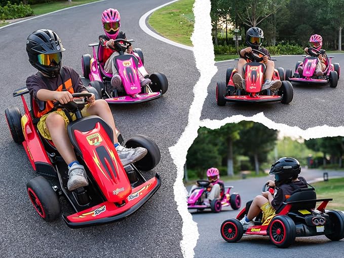 24V Electric Go Kart for Kids, Drift Kart with 400W Motors, EVA Tires, Max Speed 8.1 MPH, Music, Wireless, Electric Drifting Cart Outdoor Ride on Toy for Kids Ages 6+ (Green)