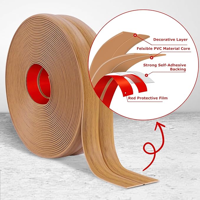 Flexible Wall Corner Protector Moulding Trim Peel and Stick Wall Corner Guards Edge Protector Self Adhesive Molding Trim Strip for Edge Ceiling (Light Brown Wood Grain, 2.4 in x 20 Ft)