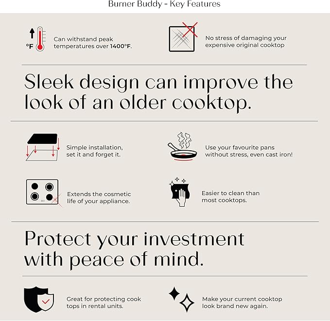 Electric Stove Cover Protector - Can be Used While Cooking - Glass Panel Overlay - Can Withstand over 1400 °F - Kitchen Essential for Cooktop Protection - Stacey (29.25 x 20.81)