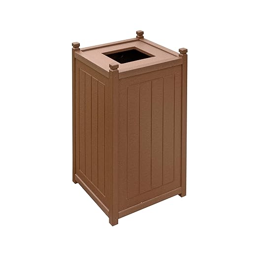 GT2026BRN Recycled Plastic Top Load Trash Container, 26 Gallons, 18"x18"x34", Brown