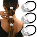 3PCS Silver Hair Ties, Silver Hair Accessories for Women, Metal Hair Ties for Thick Hair Elegant Durable Geometric Design, Stretchy and Non-Damage Hair Cuff Ponytail Holders