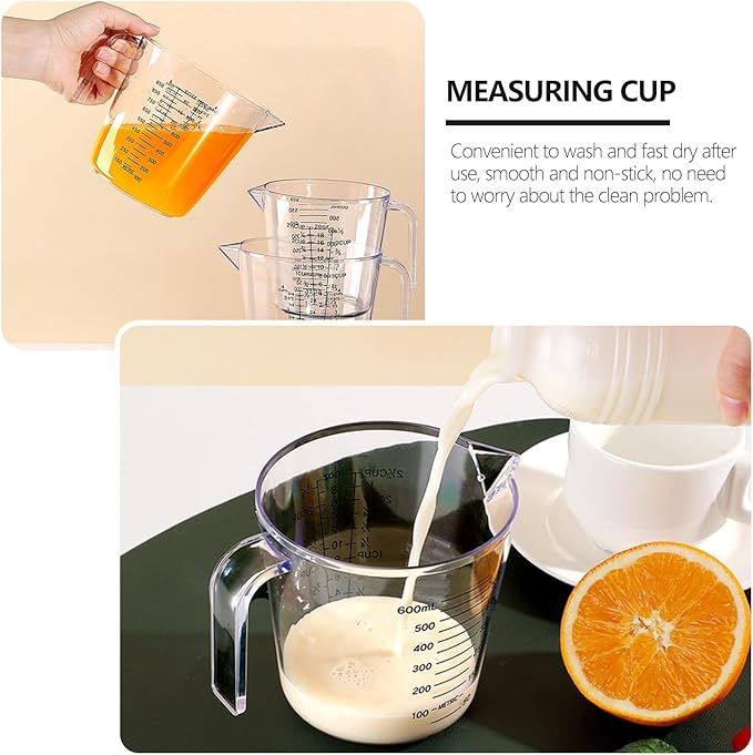 Mobestech Plastic Measuring Cup 600ml Liquid Measuring Container with Scale for Kitchen and Hairdressing Use